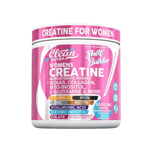 Creatine for Women | Creatine Monohydrate + BCAA Powder Myo-Inositol Collagen Biotin Hyaluronic Acid Folate L Glutamine Vitamin D3 Iron Zinc D-Chiro-Maca Digestion Shelf Builder by Clean Nutra