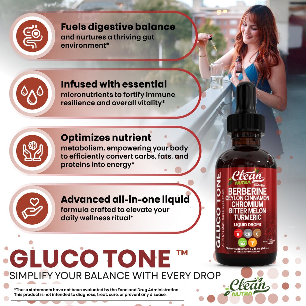 Clean Nutra Berberine with Ceylon Cinnamon Supplement Liquid Drops + Bitter Melon Extract, Glucomannan, Gymnema, Chromium, Turmeric, Organic Panax Ginseng, Moringa GLP-1 Support