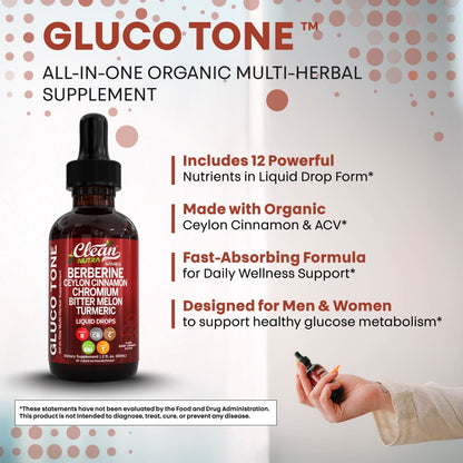 Clean Nutra Berberine with Ceylon Cinnamon Supplement Liquid Drops + Bitter Melon Extract, Glucomannan, Gymnema, Chromium, Turmeric, Organic Panax Ginseng, Moringa GLP-1 Support